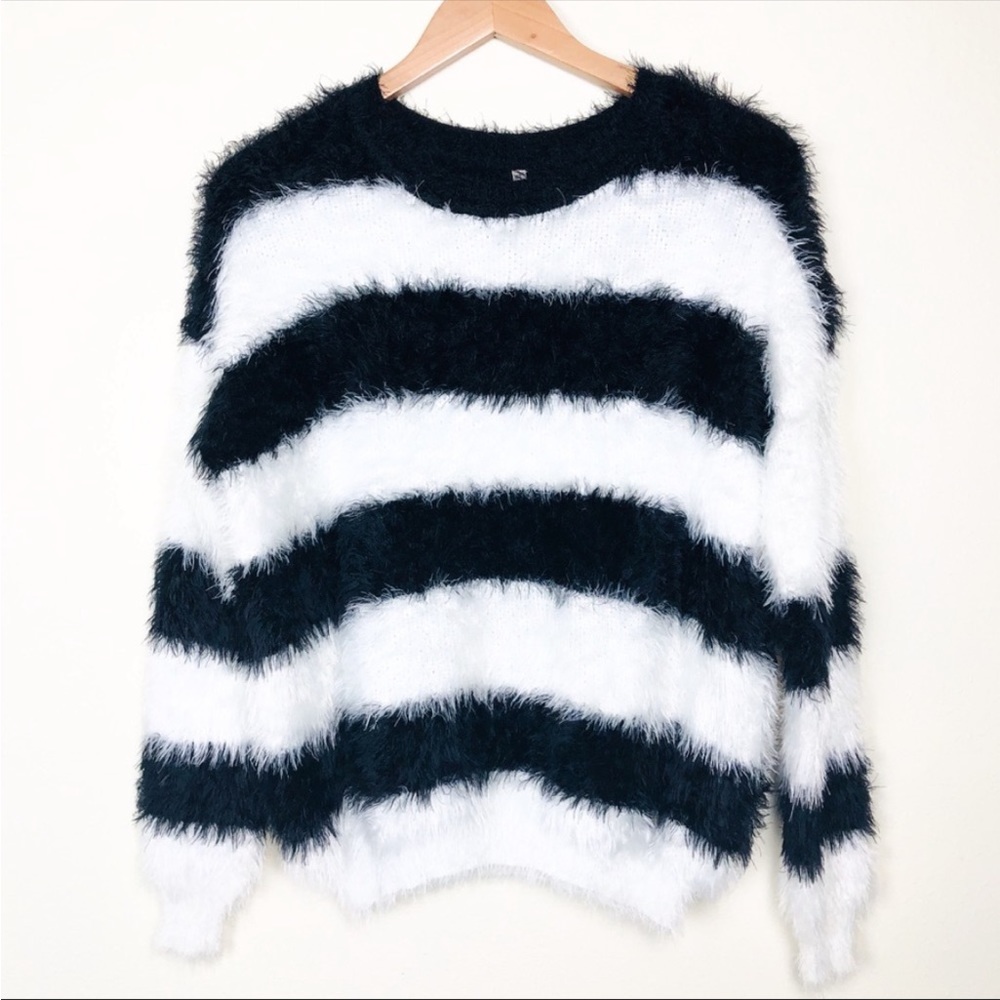 RAGA black and white fluffy sweater